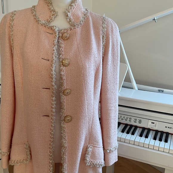 CHANEL Light Pink Jacket Coat Size 44 Cotton Stunning Chanel Feminine Elegant - Picture 11 of 17